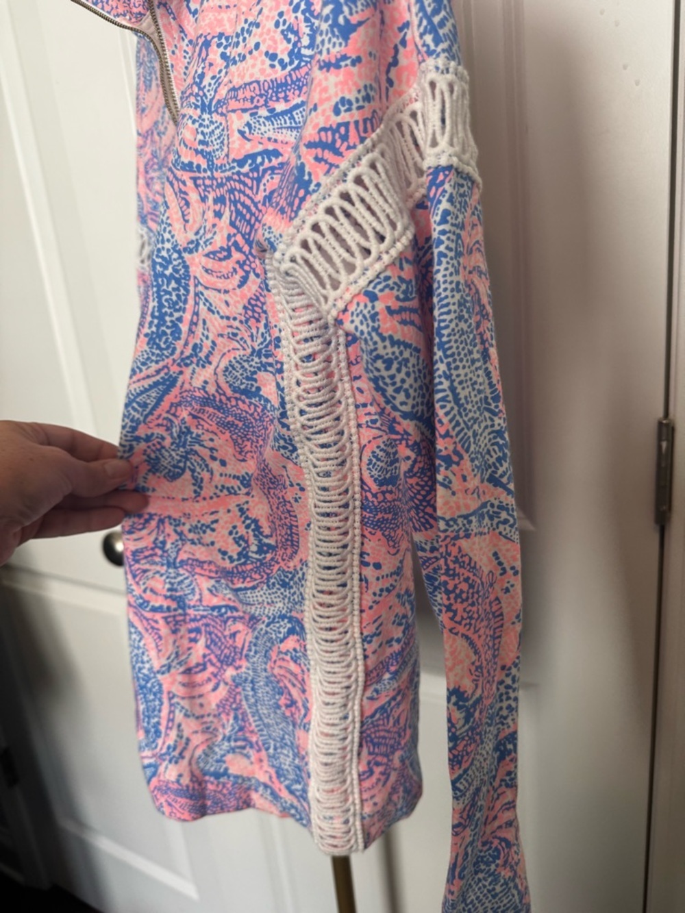 Lilly Pulitzer Pink and Blue Paisley Zip Pullover - Picture 5 of 6